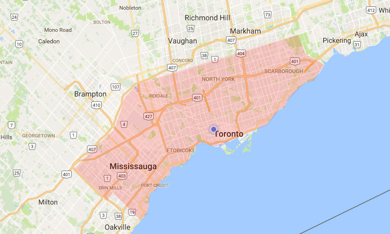 Mississauga, Etobicoke and Toronto are our service areas.